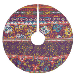Mexican patchwork: traditional vintage design. brushed polyester tree skirt