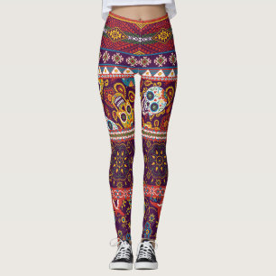 Mexican patchwork: traditional vintage design. leggings