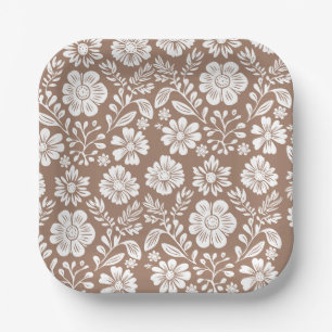 Mexican Pattern Baby Shower Terracotta Paper Plate
