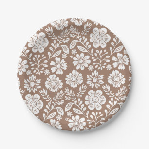 Mexican Pattern Baby Shower Terracotta Paper Plate