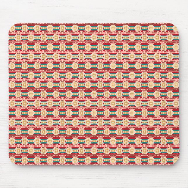 Mexican Pattern in Beige and Red Mouse Mat (Front)
