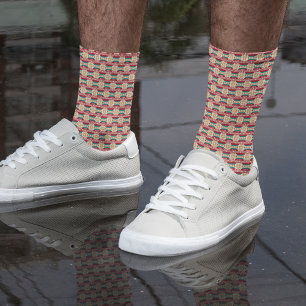 Mexican Pattern in Beige and Red Socks