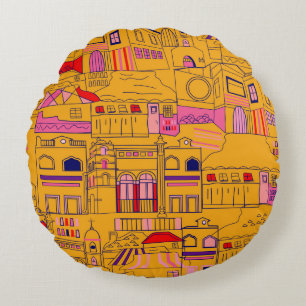 Mexican pattern seamless design. Decoration textil Round Cushion