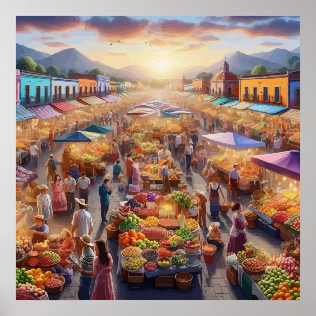 Mexican people Farmers Market Abstract art Poster (Front)