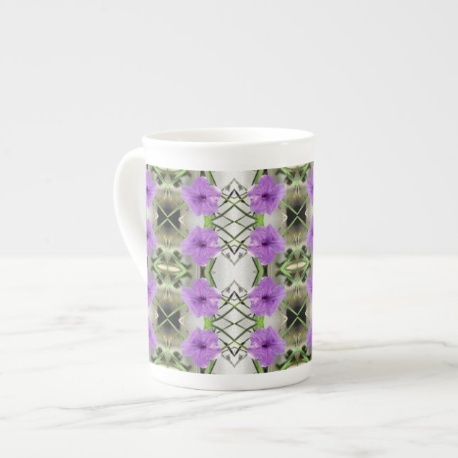 Mexican Petunias and Latticework Bone China Mug (Front Left)