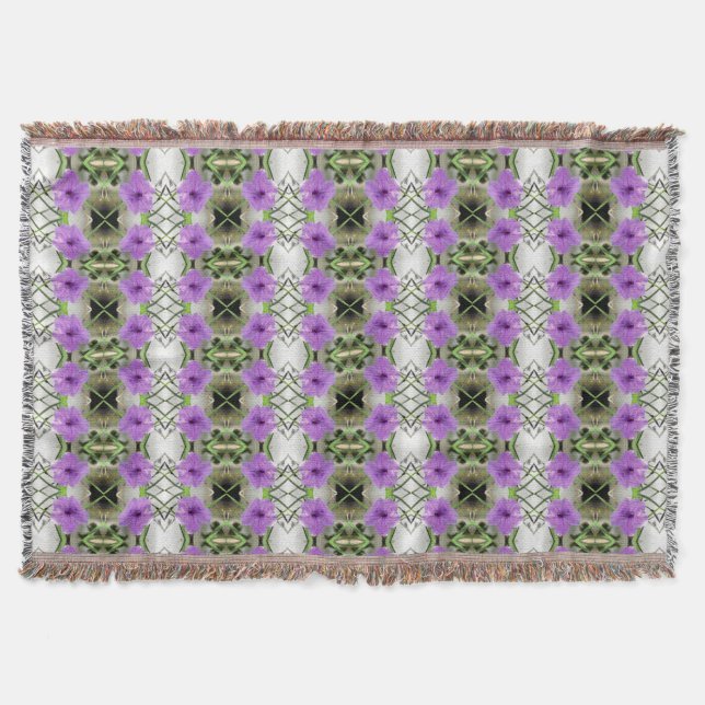 Mexican Petunias and Latticework Throw Blanket (Front)