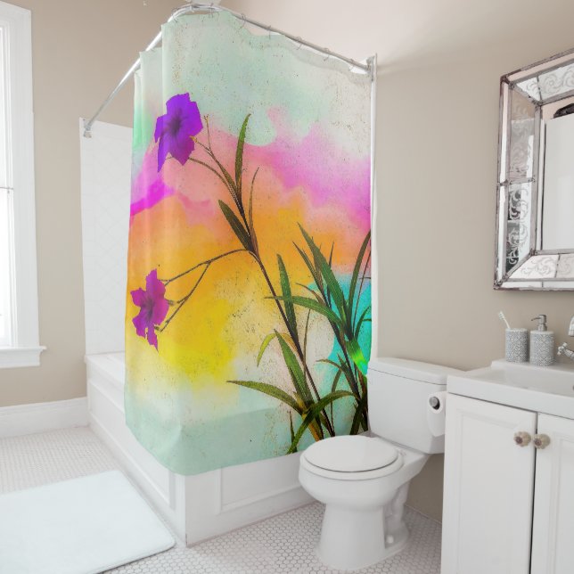 Mexican Petunias Love Colour Shower Curtain (In Situ)