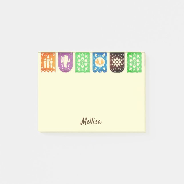 Mexican Picado Banner DIY Your Name Post-it Notes (Front)