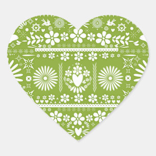 Mexican Picado Lime Avocado Green Wedding Marriage Heart Sticker