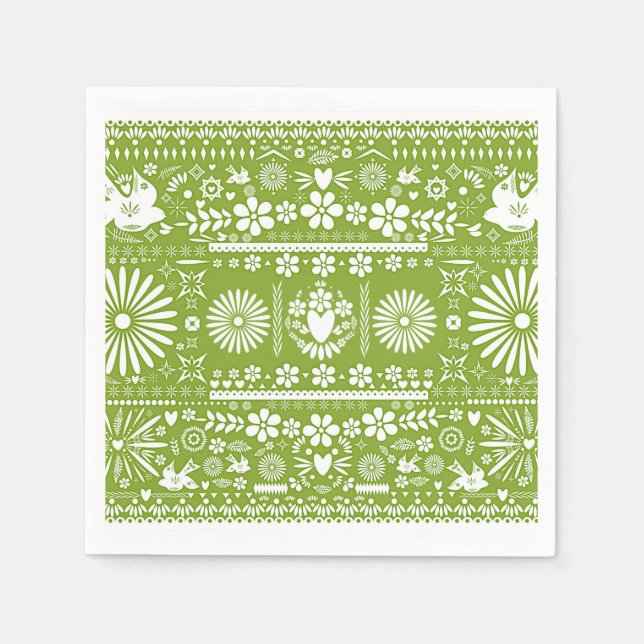 Mexican Picado Lime Avocado Green Wedding Marriage Napkin (Front)