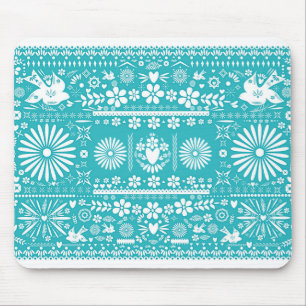 Mexican Picado Turquoise Teal Cut Paper Papel Mouse Mat