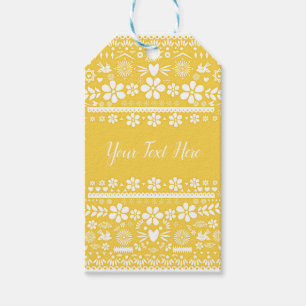Mexican Picado Yellow White Paper Wedding Marriage Gift Tags