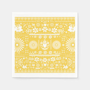 Mexican Picado Yellow White Paper Wedding Marriage Napkin