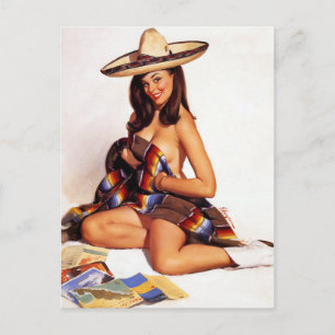 Mexican Pin Up Postcard
