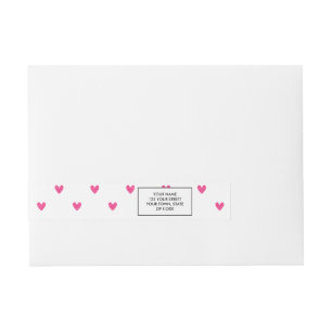 Mexican Pink Glitter Hearts Pattern Wraparound Address Label