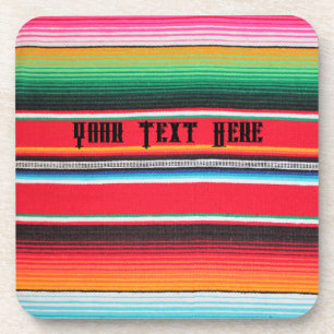 Mexican poncho blanket custom text  coaster