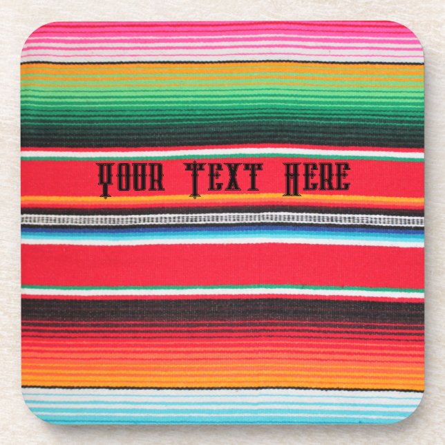 Mexican poncho blanket custom text  coaster (Front)