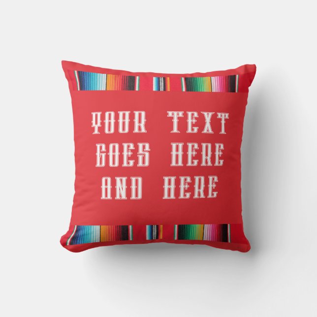 Mexican Poncho Blanket Red – Custom throw pillow (Front)
