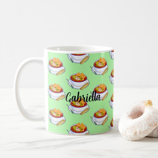 Mexican Pozole Rojo De Pollo Coffee Mug (With Donut)