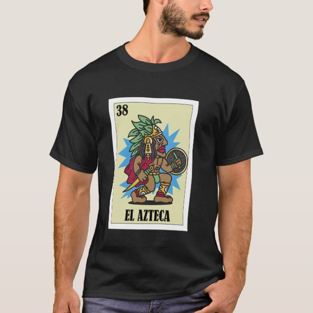Mexican Pride Aztec Warrior Design - El Azteca T-Shirt (Front)