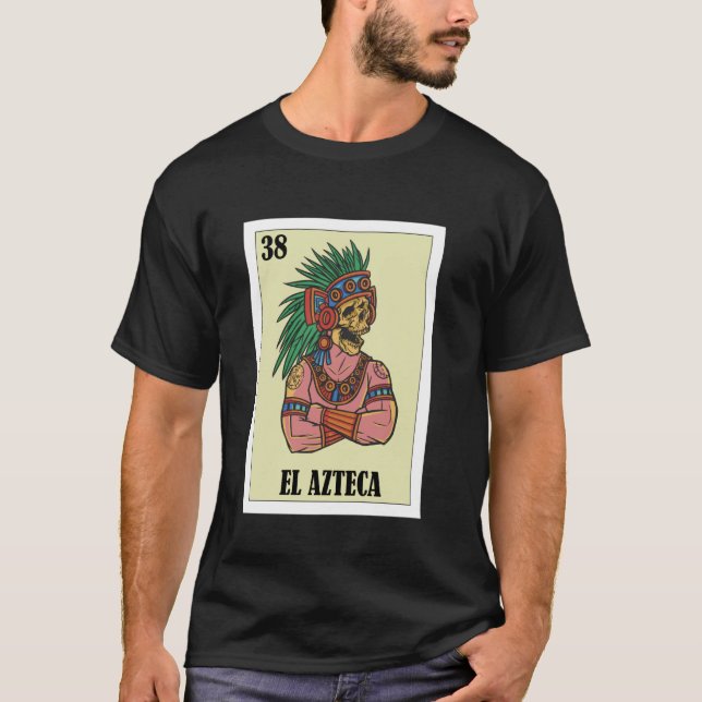 Mexican Pride Aztec Warrior Design - El Azteca T-Shirt (Front)