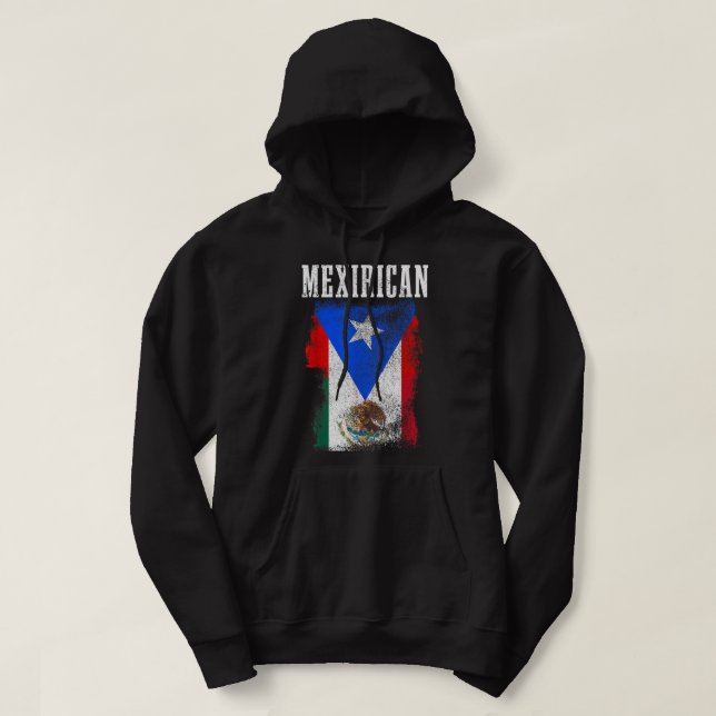 Mexican Puerto Rican Mix Mexico Puerto Rico Pride  Hoodie (Design Front)