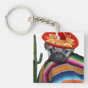 Mexican Pug dog Key Ring