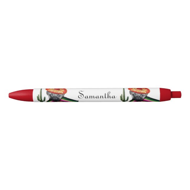 Mexican pug dog Red personalised pen (Front)