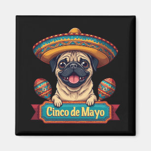 Mexican Pug Dog Sombrero Cinco De Mayo Magnet