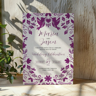 Mexican Purple Floral Romantic Aesthetic Wedding Invitation