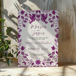 Mexican Purple Floral Romantic Aesthetic Wedding Invitation