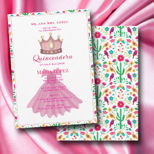 Mexican Quinceañera 15th Pink Princess Birthday Invitation