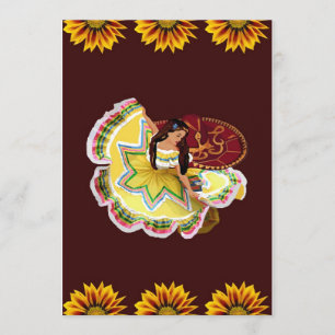 Mexican Quinceanera Invitation - Burgundy