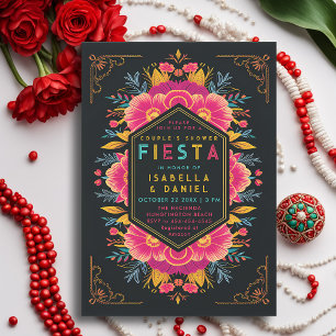 Mexican Rancho Fiesta Modern Wedding Couple Shower Invitation