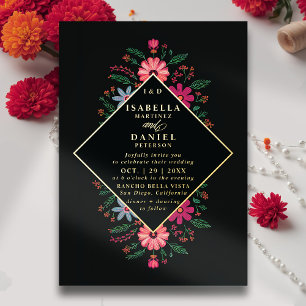 Mexican Rancho Modern Elegant Floral Gold Wedding