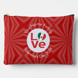 Mexican Red LOVE Flag Personalised  Accessory Pouch