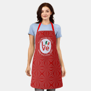 Mexican Red LOVE Flag Personalised  Apron
