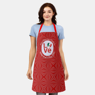 Mexican Red LOVE Flag Personalised  Apron