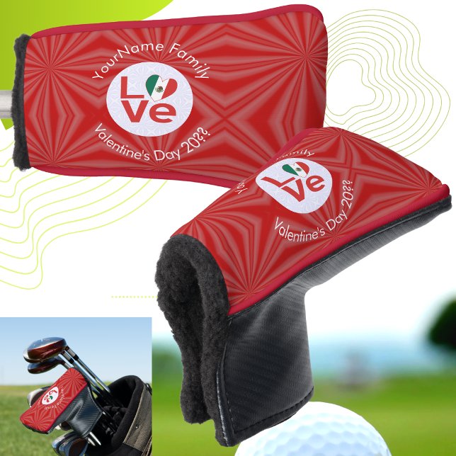 Mexican Red LOVE Flag Personalised  Golf Head Cover (Creator Uploaded)