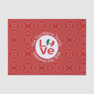 Mexican Red LOVE Flag Personalised Tissue Paper