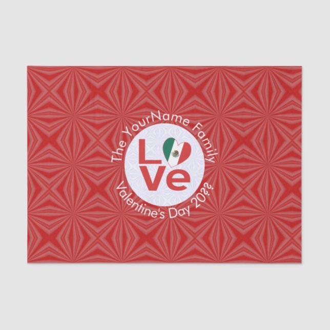 Mexican Red LOVE Flag Personalised  Tissue Paper (Front)