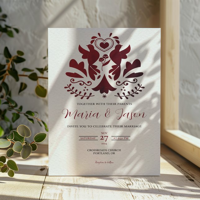 Mexican Red Modern Minimalist Elegant Wedding Invitation (Mexican Red Modern Minimalist Elegant Wedding Invitation)