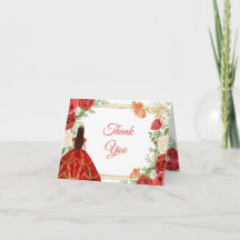 Mexican Red Roses Princess Quinceanera Folded