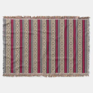 Mexican Red Stripes Geometric Pattern Throw Blanket