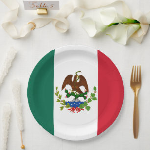 Mexican Republic Flag: 1824-1835, Santa Anna Paper Plate