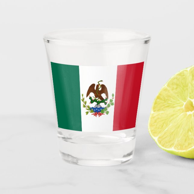 Mexican Republic Flag: 1824-1835, Santa Anna Shot Glass (Front)