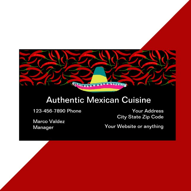 Mexican Restaurant Authentic Cuisine Business Card (Creator Uploaded)