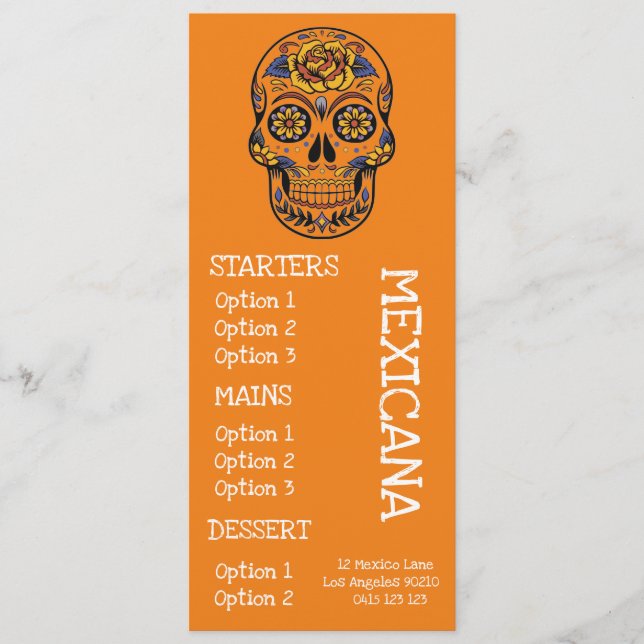 Mexican restaurant bar food dinner menu (Front)