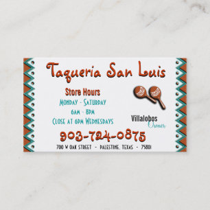 Mexican Restaurant Business Card