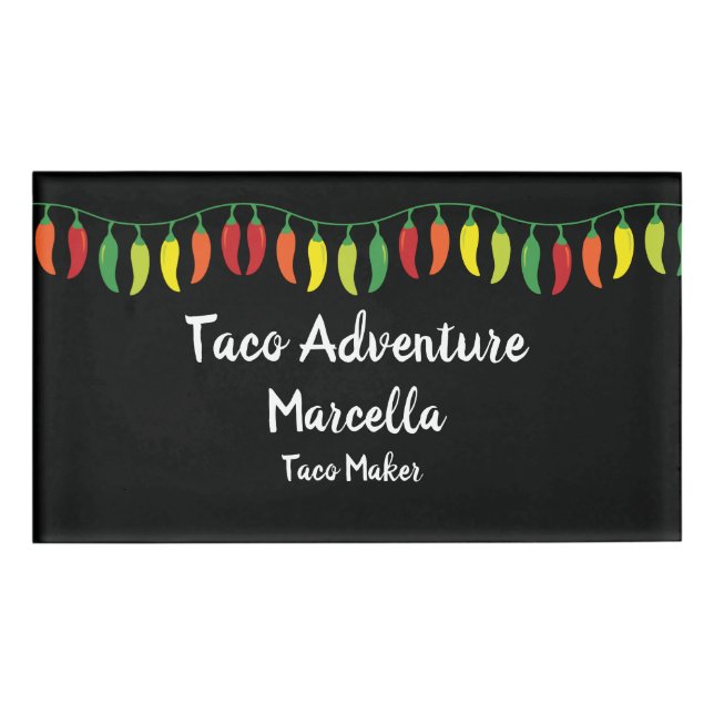 Mexican Restaurant Chilli Pepper Design Name Tag (Front)